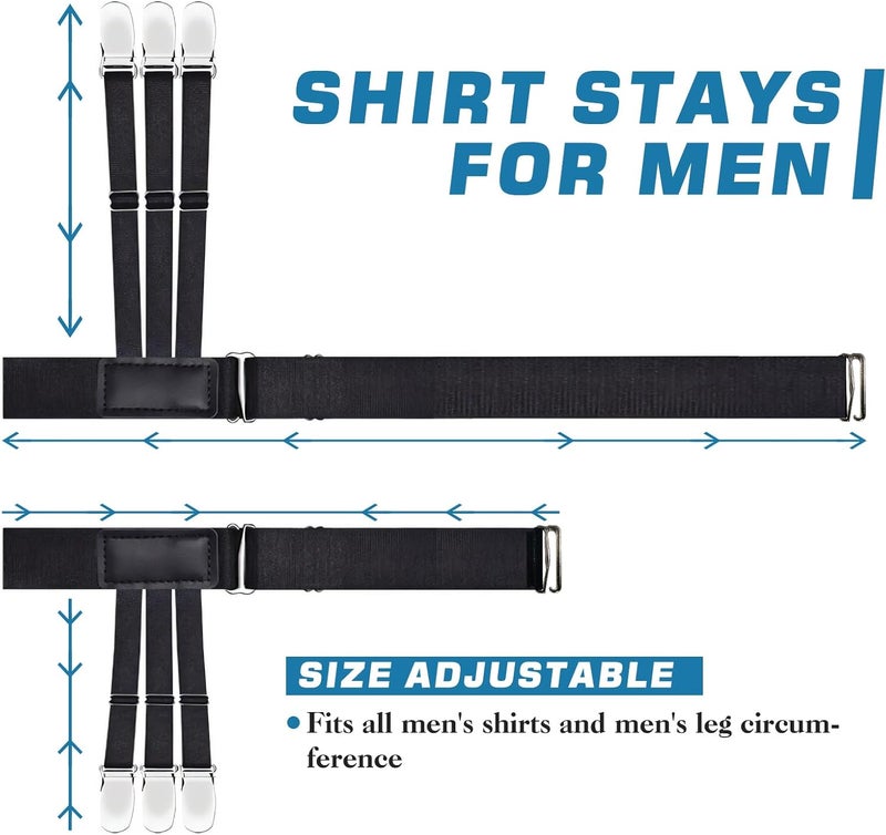 Lorzot Upgrade Elastic Shirt Stays with Non-Slip Garters - Men's Police Military Shirt Holders, Tucked In - Image 3